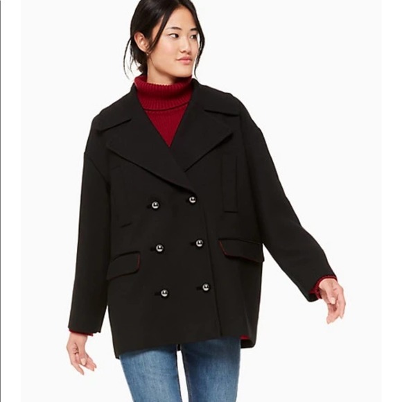 kate spade Jackets & Blazers - Kate Spade Broome St Modern Wool Peacoat Black Lg